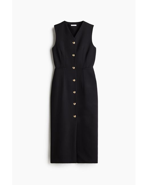 H&M Black Elegantes Kleid mit Knopfleiste