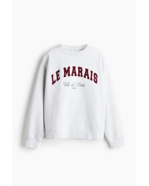 H&M Sweater Met Tekstmotief in het White