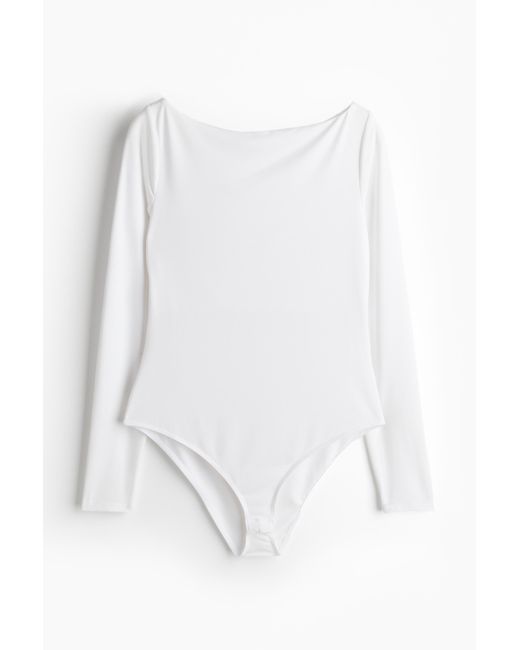 H&M White Body mit U-Boot-Ausschnitt