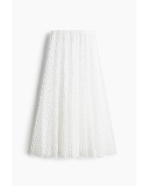 H&M Rok Van Mesh Met Borduursel in het White