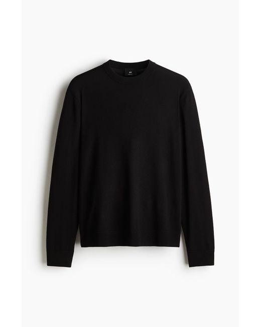H&M Wollpullover in Regular Fit in Black für Herren