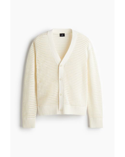 H&M Cardigan aus Ajourstrick in Regular Fit in White für Herren