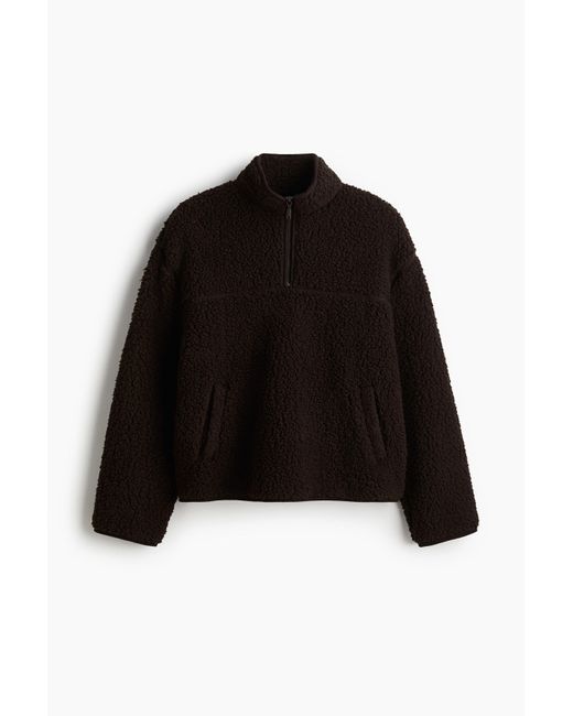 Sweat En Tissu Teddy Bear Avec Col Zippé H&M en coloris Black