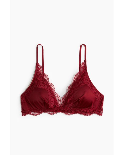 Soutien-Gorge Paddé En Microfibre Et Dentelle H&M en coloris Red