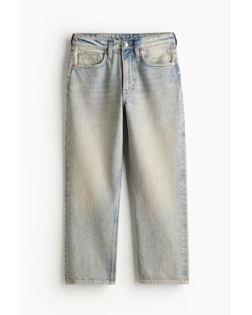 H&M Straight High Cropped Jeans in het Blue