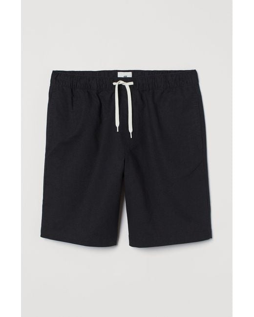 H\u0026M Short Van Linnenmix in het Zwart voor heren - Lyst