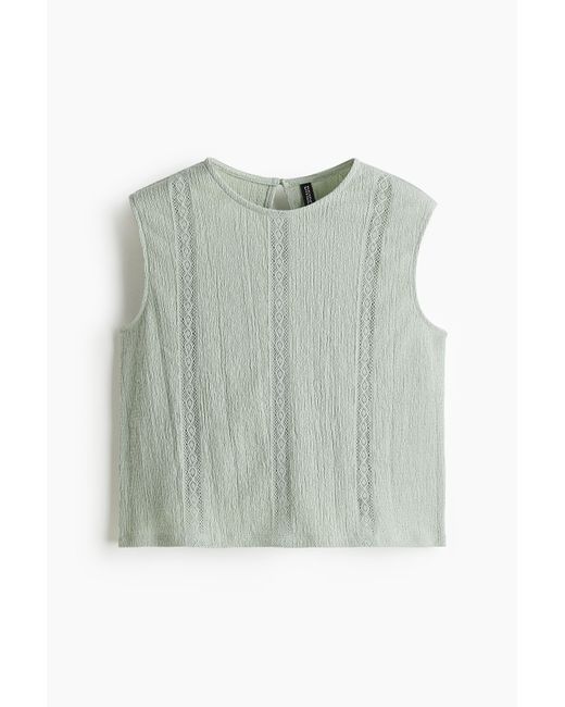 Blouse Froissée Avec Dentelle H&M en coloris Green