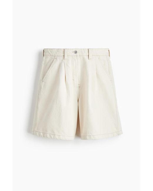 Short plissé en denim H&M en coloris White