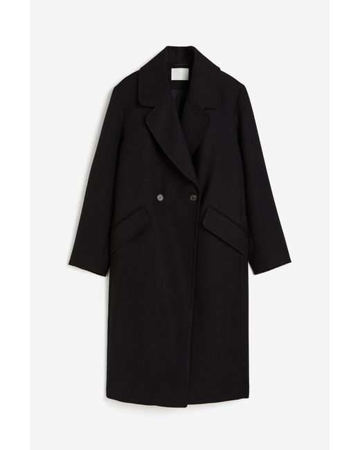 H&M Black Zweireihiger Mantel