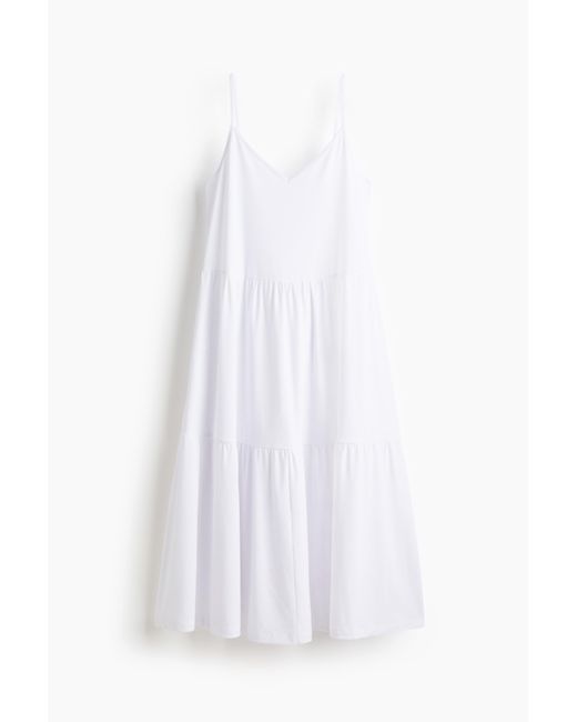 H&M White Gestuftes Trägerkleid