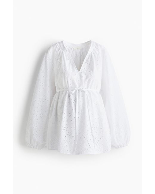 H&M Mama Blouse Met Broderie Anglaise in het White