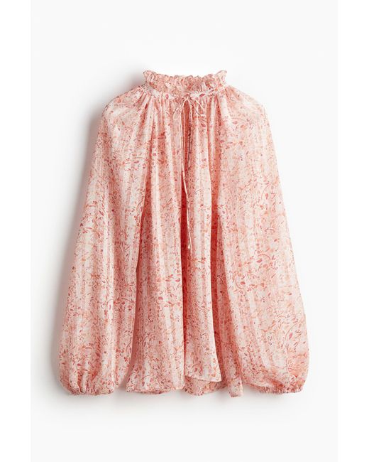 H&M Pink Crêpe-Bluse mit Volants