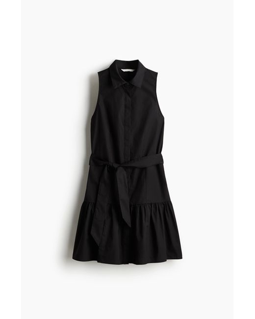 H&M Black Blusenkleid mit Bindegürtel