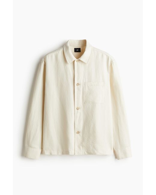 H&M Overshirt aus Leinenmix in Regular Fit in White für Herren