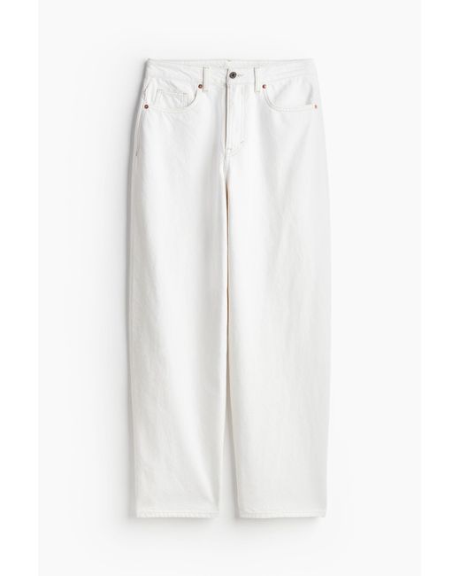 H&M White Baggy High Jeans