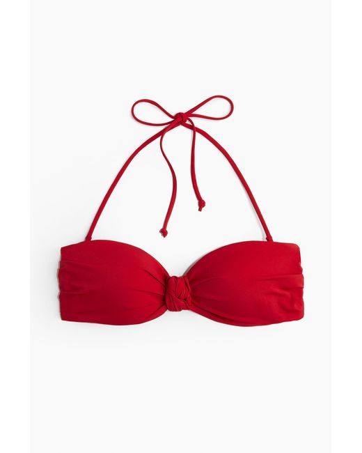 H&M Red Wattiertes Bandeau-Bikinitop