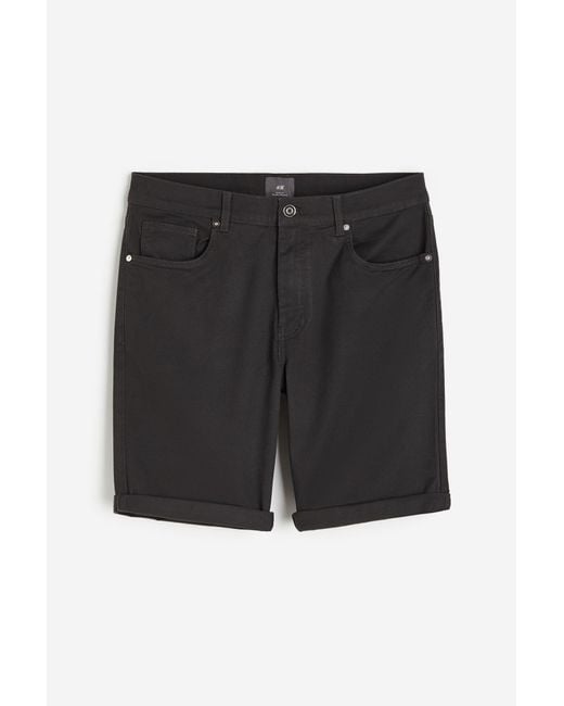 H&M Shorts aus Baumwolltwill Slim Fit in Black für Herren