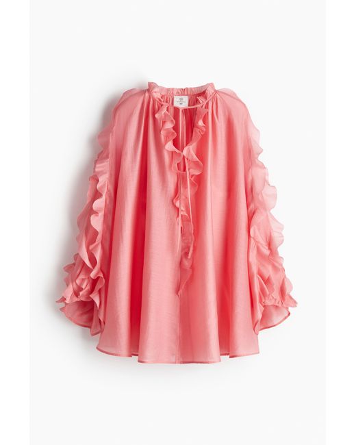 H&M Pink Volantkleid mit Langarm