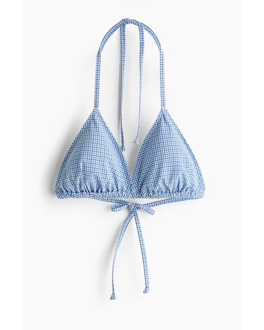 H&M Padded Triangelbikinitop in het Blue