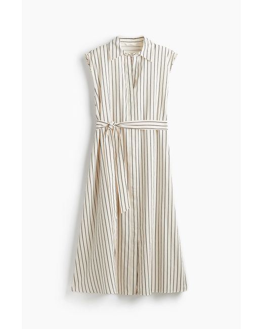 H&M White Blusenkleid aus Leinenmix