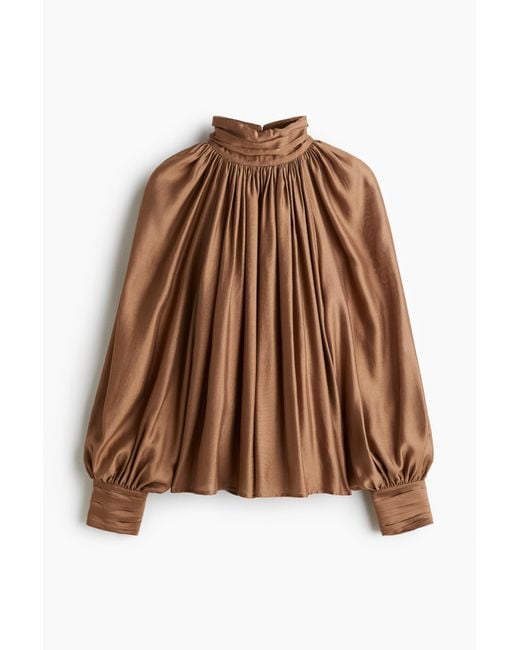 H&M Brown Drapierte Bluse