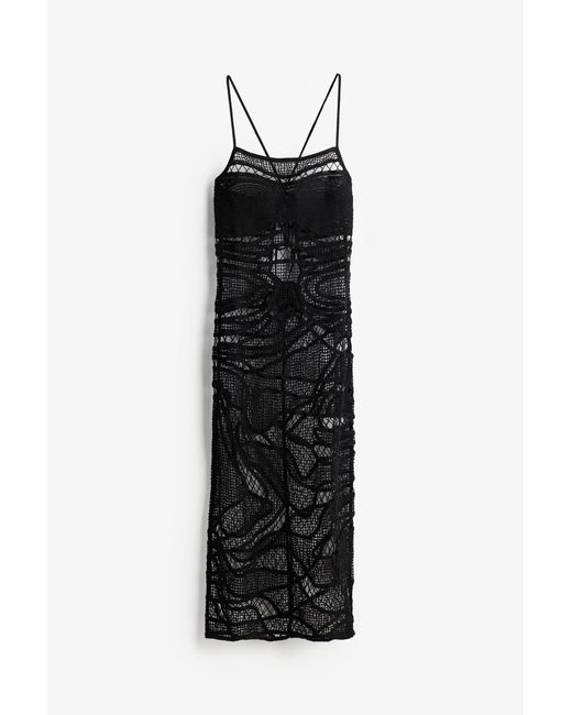 H&M Black Kleid im Häkellook mit Twistdetails