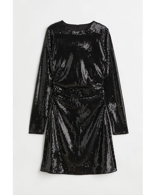 H&M Gerafftes Paillettenkleid in Schwarz Lyst CH
