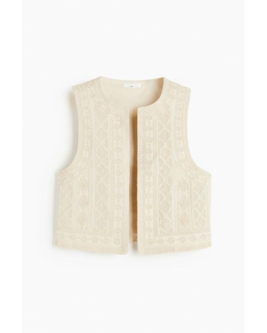Gilet sans manches en lin brode H M en coloris Neutre Lyst