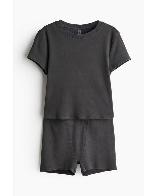 H&M Black Pyjama-T-Shirt und Boxershorts