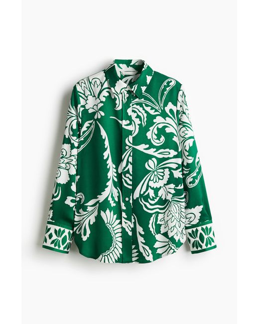 H&M Green Gemusterte Bluse