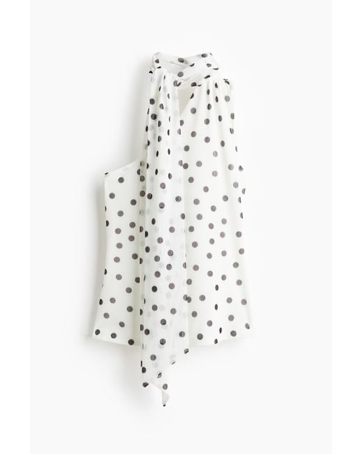 H&M White One-Shoulder-Top aus Mesh