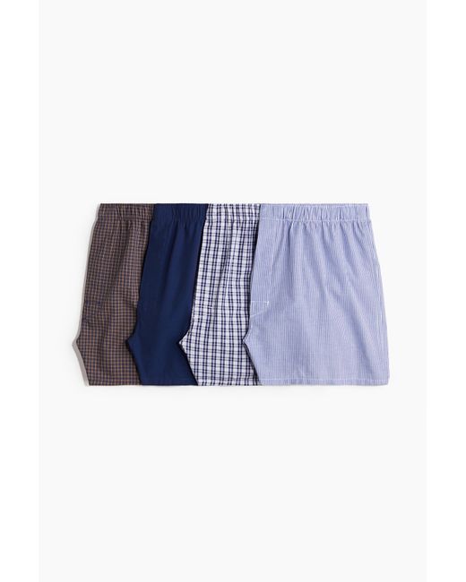 H&M Set Van 4 Geweven Boxershorts in het Blue voor heren