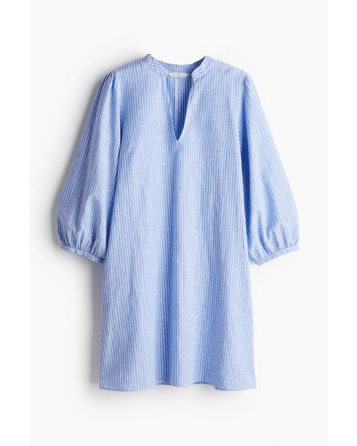 Robe en lin mélangé H&M en coloris Blue