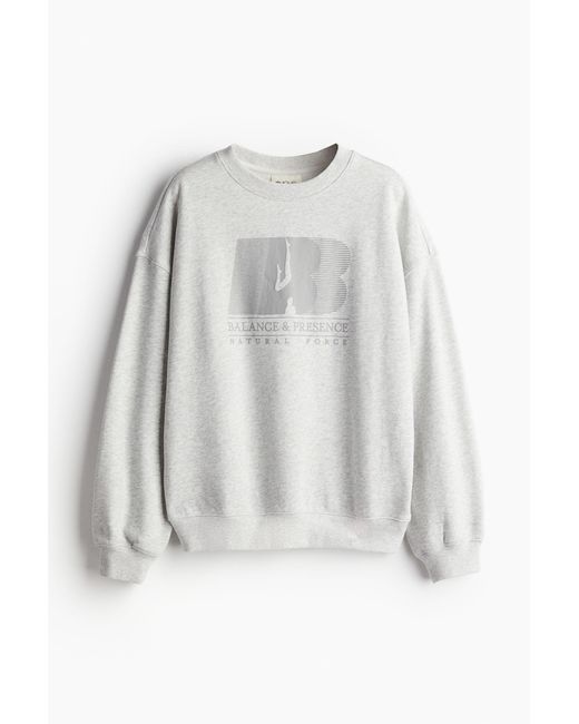 H&M White Oversized Sport-Sweatshirt