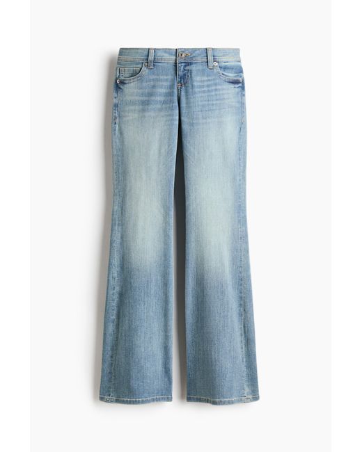 H&M Blue Flared Leg Ultra Low Waist Jeans