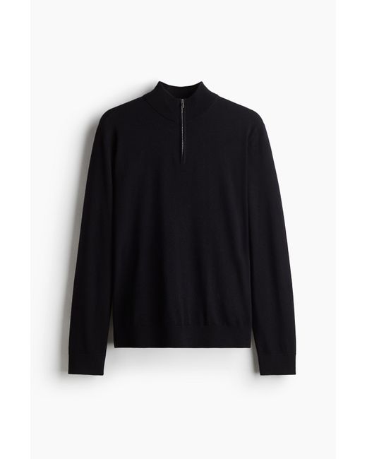 Pull Regular Fit En Laine Mérinos Avec Col Zippé H&M pour homme en coloris Black
