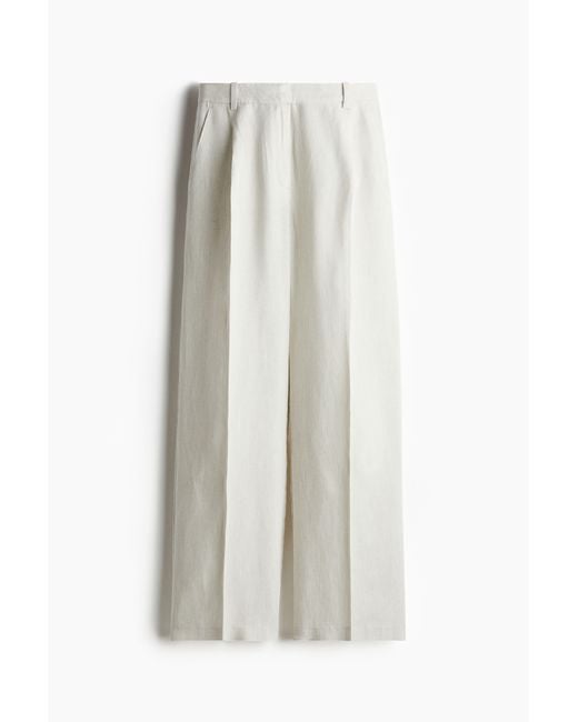 H&M White Weite Hose aus Leinenmix