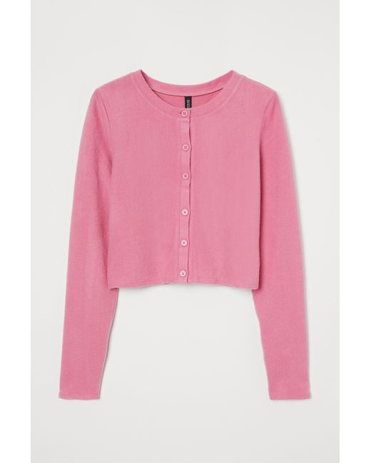 H&M Short Cardigan in Pink - Lyst