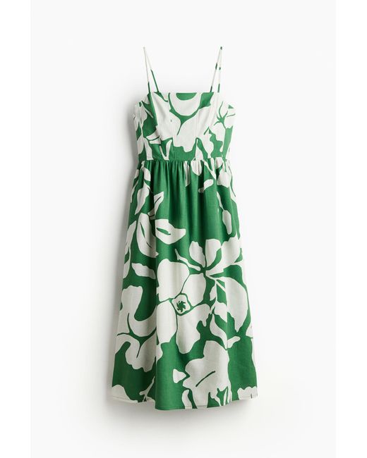 H&M Midi-jurk Van Linnenmix in het Green