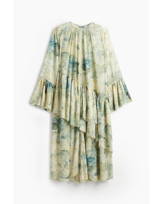 H&M White Chiffonkleid mit Volants