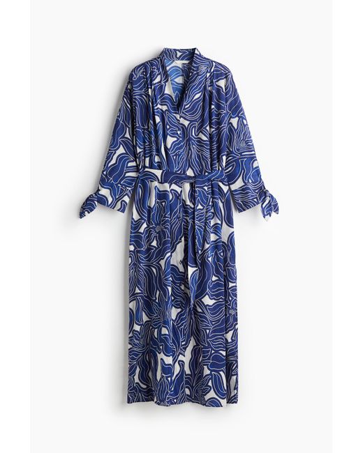 H&M Blue Blusenkleid mit Bindegürtel