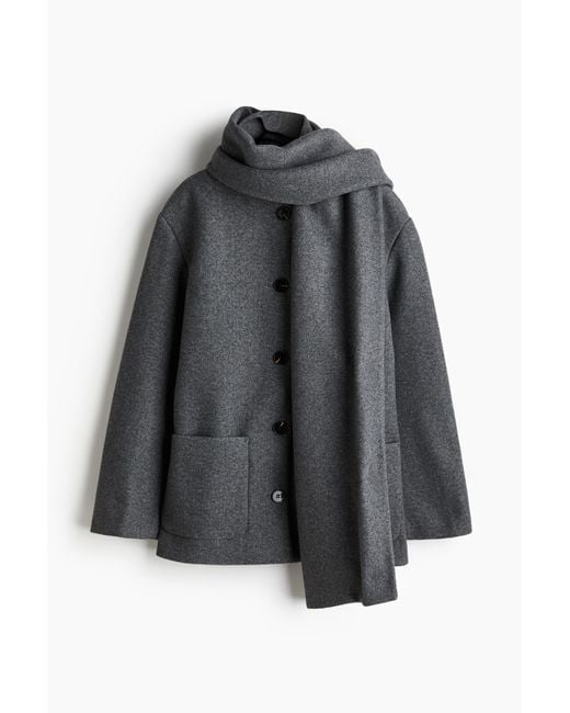 H&M Jas Met Sjaalkraag in het Gray