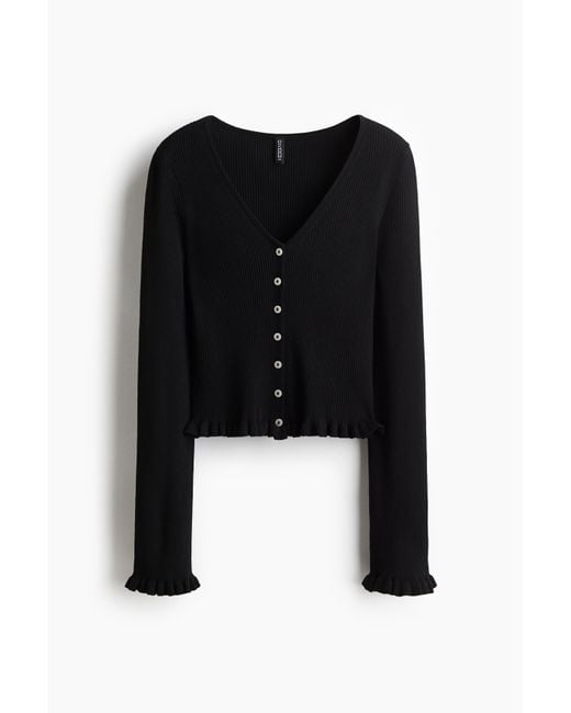 H&M Black Cardigan mit Volants