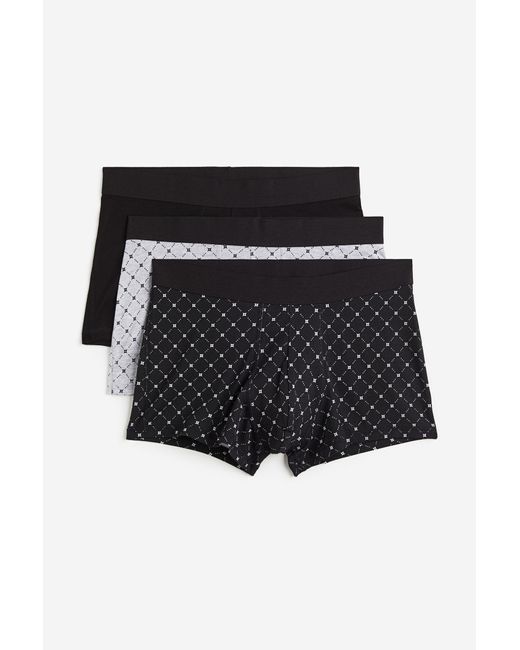 H&M 3er-Pack Xtra Life Kurze Trunks in Black für Herren