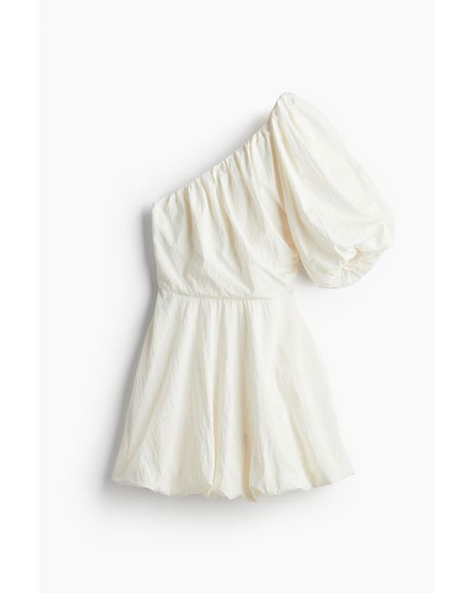H&M One-shoulderjurk Met Opgebolde Rok in het White