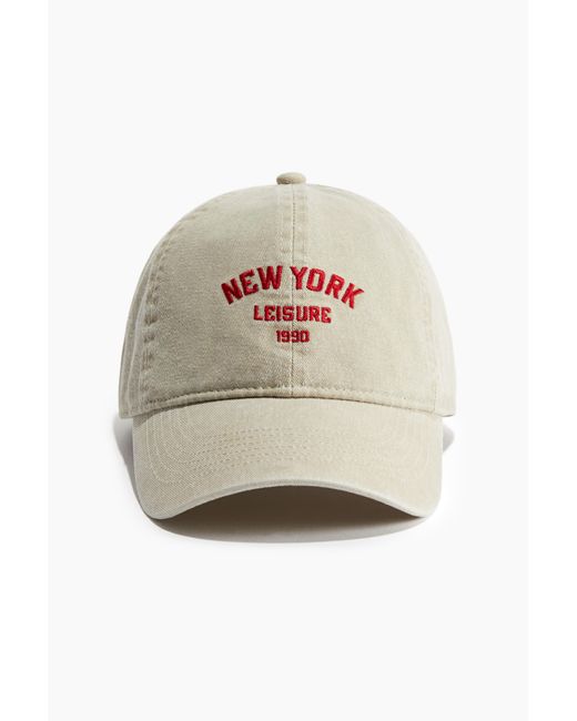 H&M Natural Twillcap mit Motivstickerei