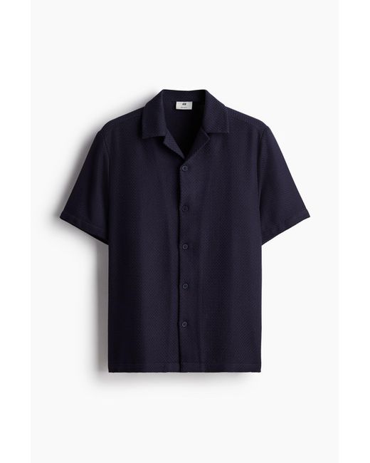 H&M Freizeithemd mit Struktur in Regular Fit in Blue für Herren