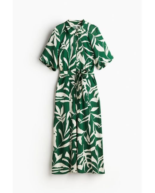 H&M Green Blusenkleid mit Bindegürtel