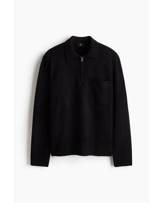 Pull Regular Fit Avec Col Zippé H&M pour homme en coloris Black