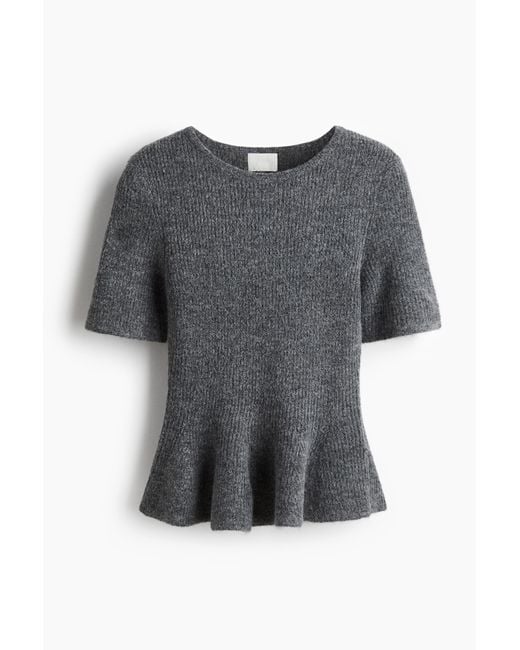 H&M Gerippter Pullover mit Peplum in Gray für Herren